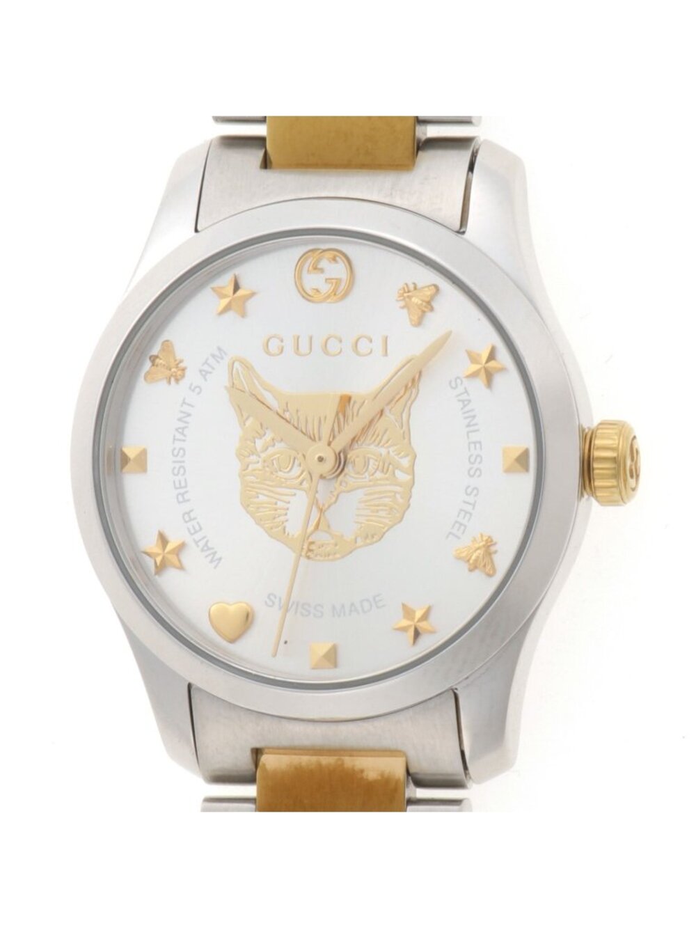 Gucci G-Timeless 126.5 Watch Silver Cat Stainless Steel Quartz